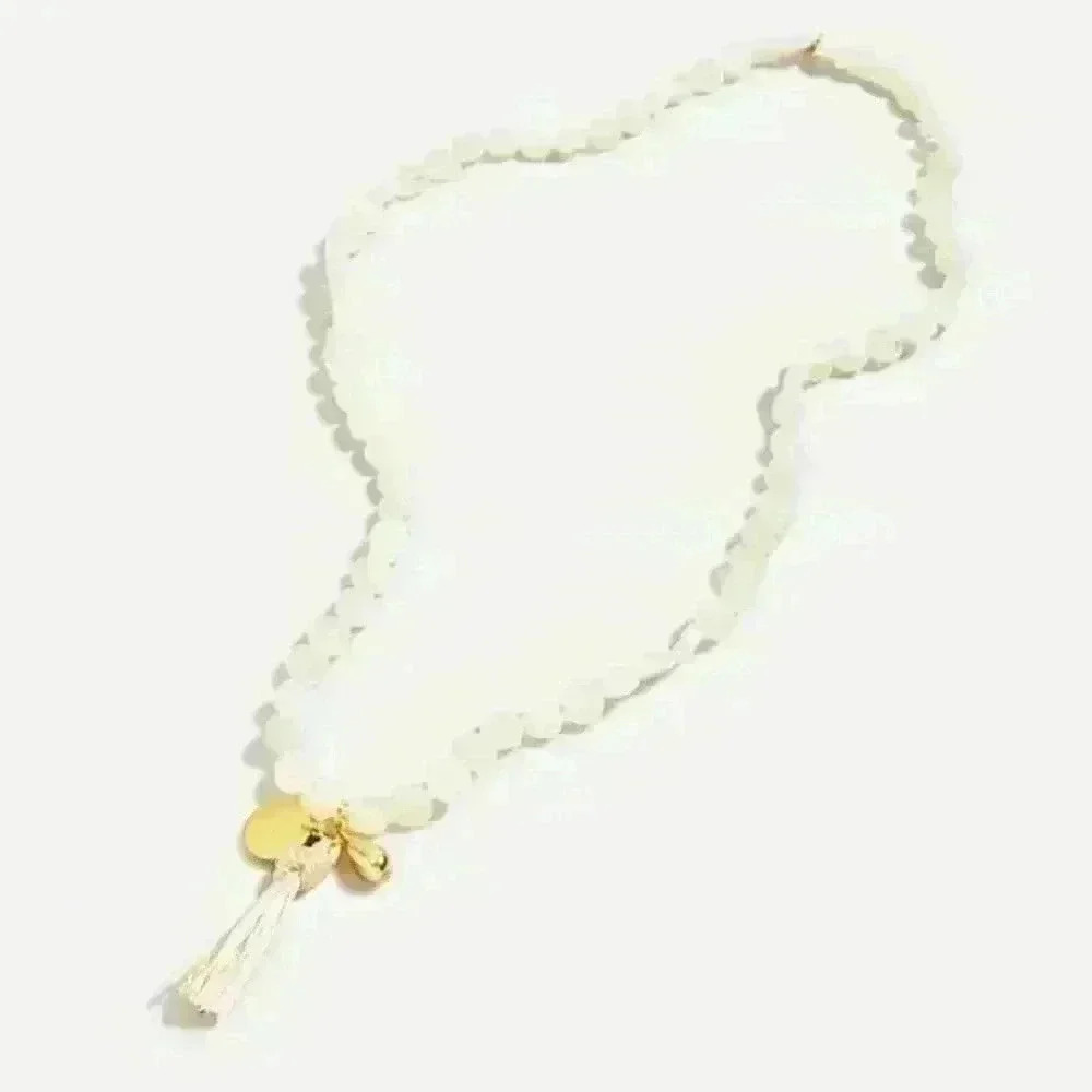 J Crew Circle Beaded Necklace in White